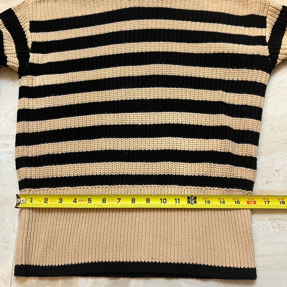 Cabi "Polo Turtleneck" (Item 4477) Women's Striped Sweater - Black and Tan - Picture 9 of 9